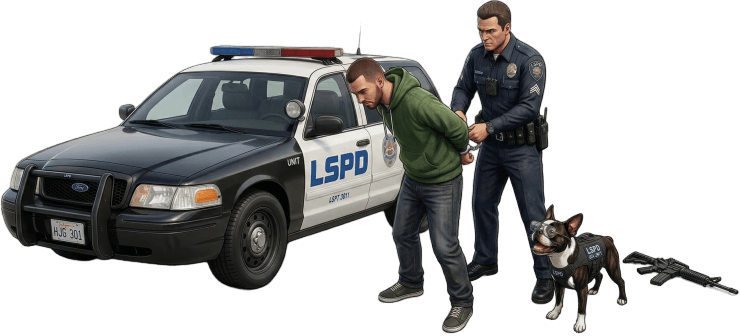 GTA V FiveM arrest scene with K9 unit