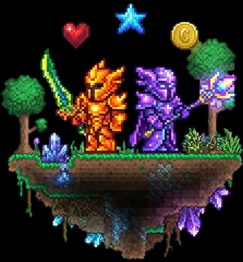 Terraria characters in endgame armor